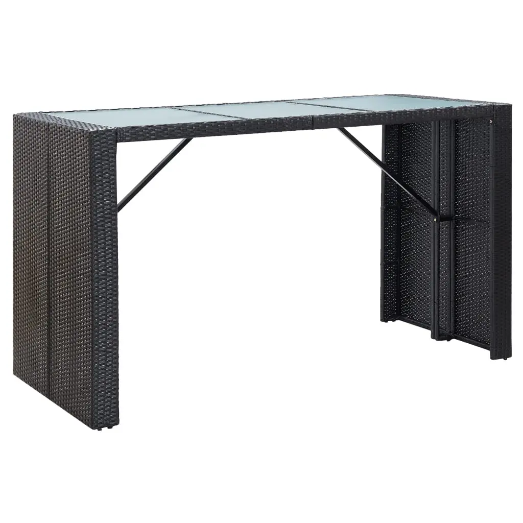 Ensemble de 7 pcs bar de jardin – Mobilier d’extérieur – Mobilier de jardin avec coussins poly rotin noir