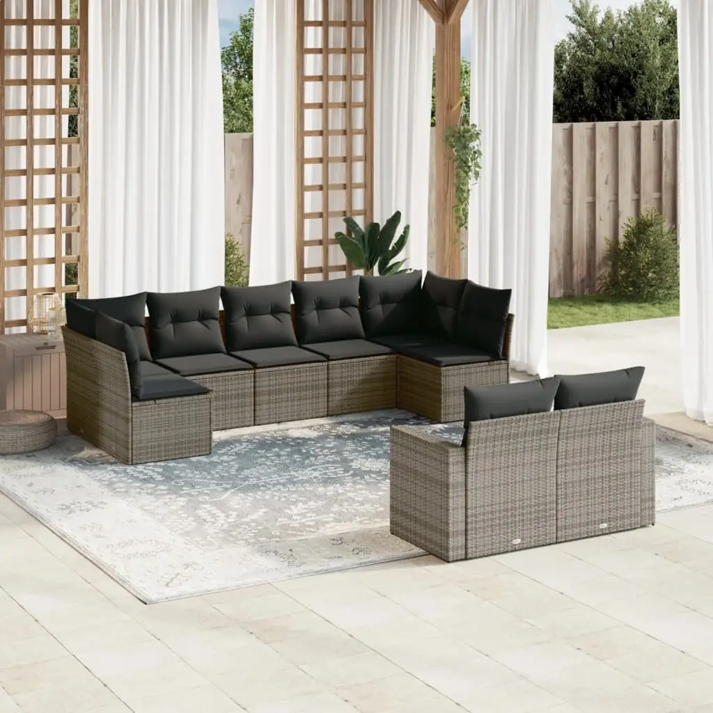 Ensemble canapé de jardin 9 places Gris en résine tressée avec coffres de rangement – ComfortXL Outdoor Living