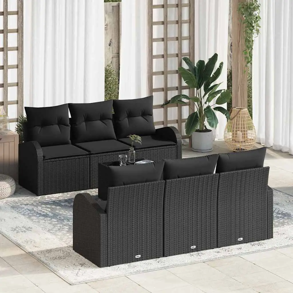 Ensemble de canapé de jardin Noir 55 x 55 x 37 cm polyrotin vidaXL 3345933