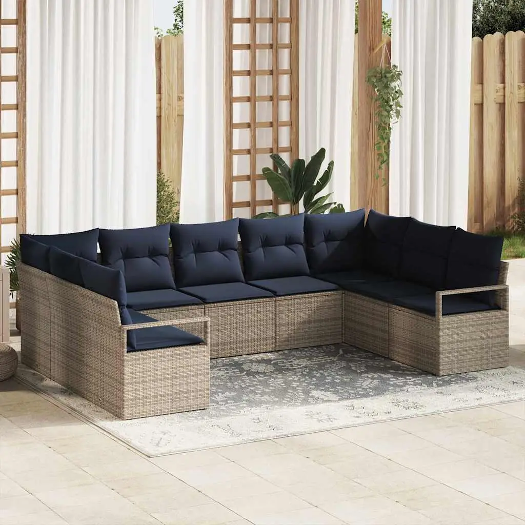 Ensemble de Canapés avec coussin 7 pcs Gris polyrotin vidaXL 3346535