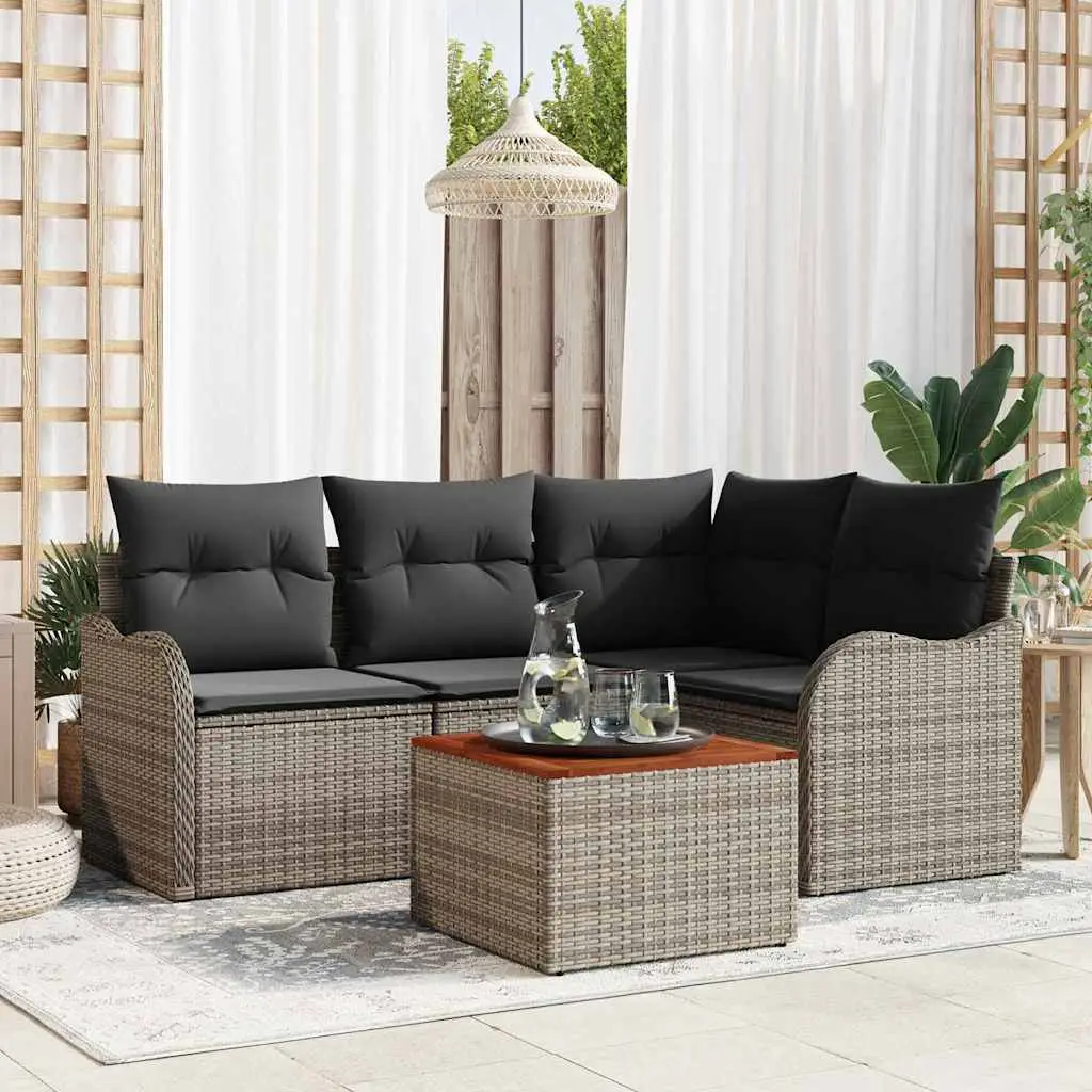 Ensemble de canapé de jardin avec stockage 5 pcs Gris polyrotin vidaXL 3356116