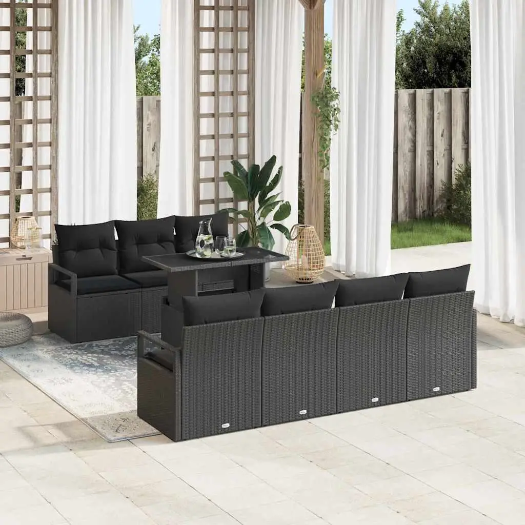 Ensemble de canapé de jardin avec stockage 8 pcs Noir polyrotin vidaXL 3348769