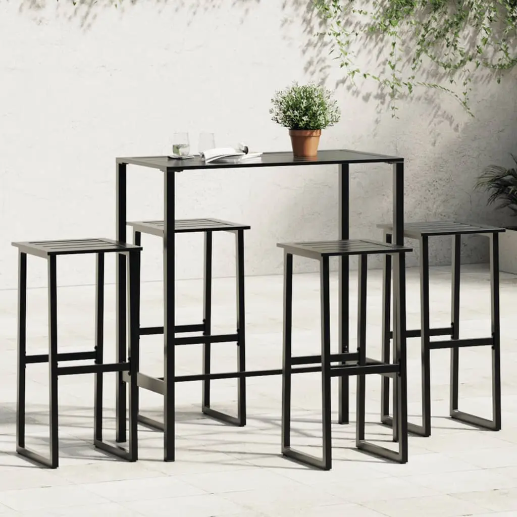 Ensemble de bar de jardin 5 pcs noir acier enduit de poudre vidaXL 3283751
