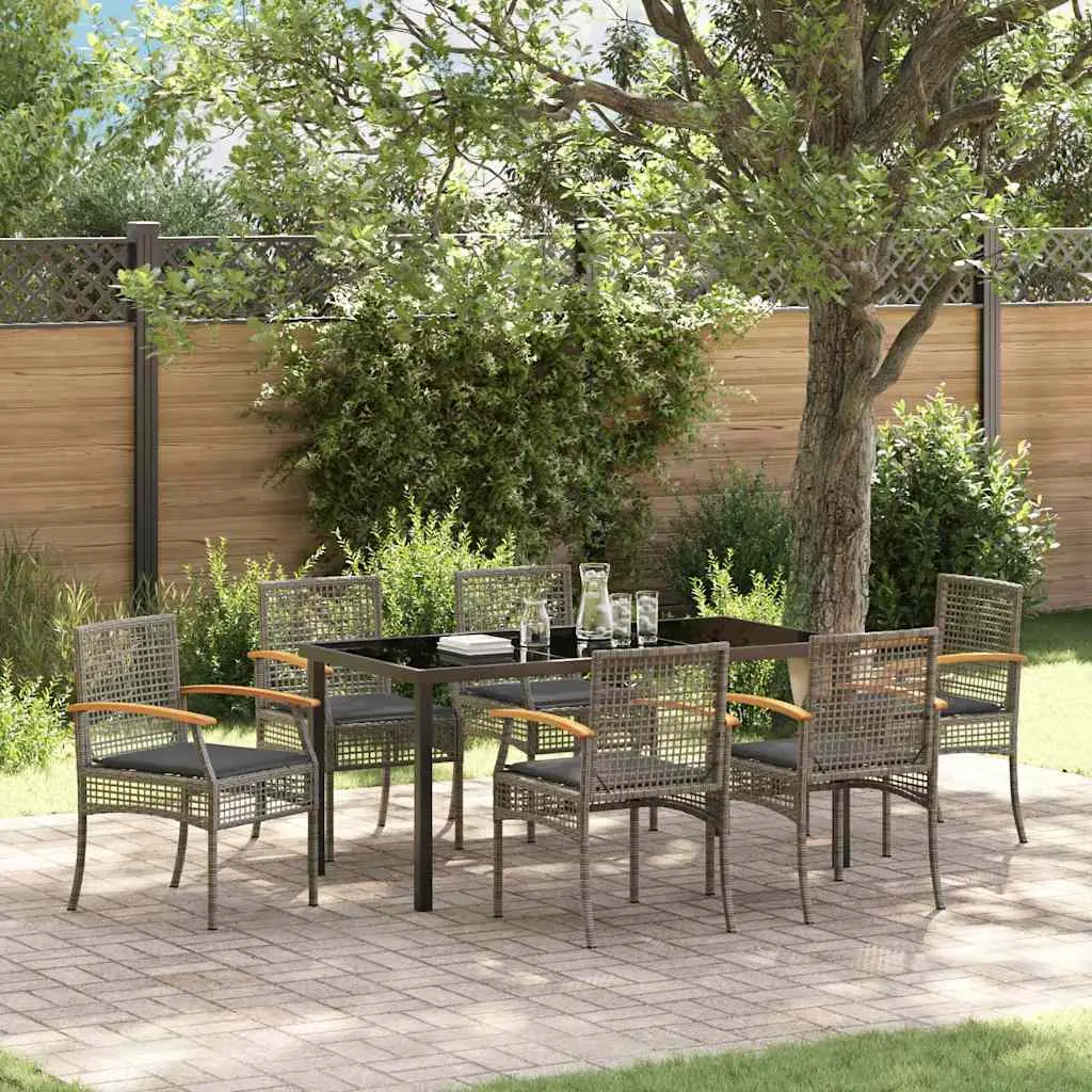 Ensemble de salle à manger pour jardin 7 pcs Gris et Noir Rotin vidaXL 3380824