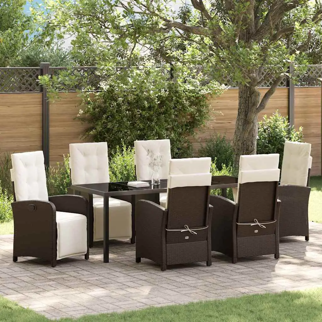 Ensemble de salle à manger pour jardin 7 pcs Marron polyrotin vidaXL 3380321