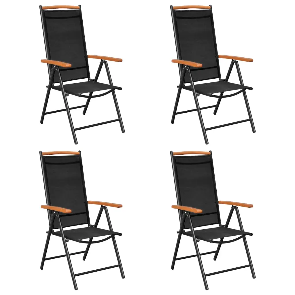Ensemble de 5 pcs table de jardin avec chaises – mobilier de jardin aluminium noir-JU2998