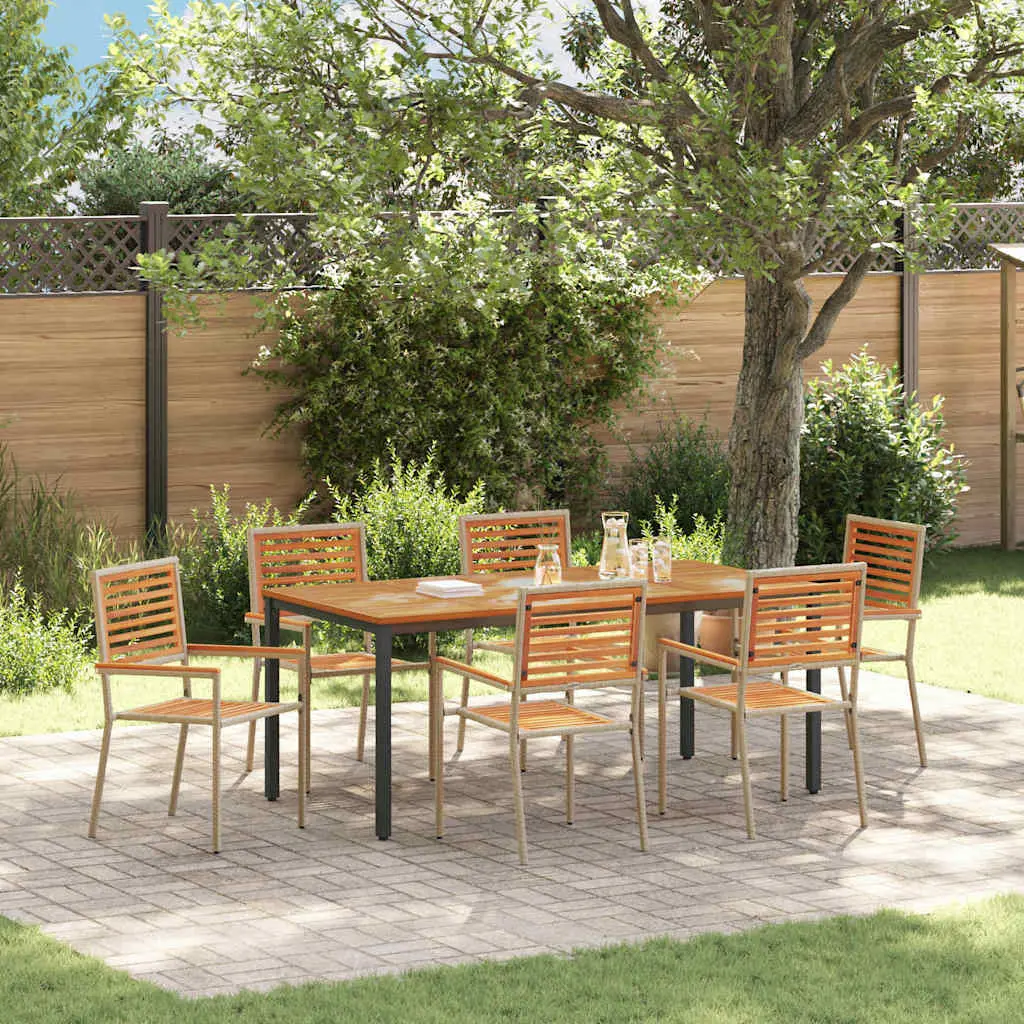 Ensemble de salle à manger pour jardin 7 pcs Beige et Marron vidaXL 3365504 Beige