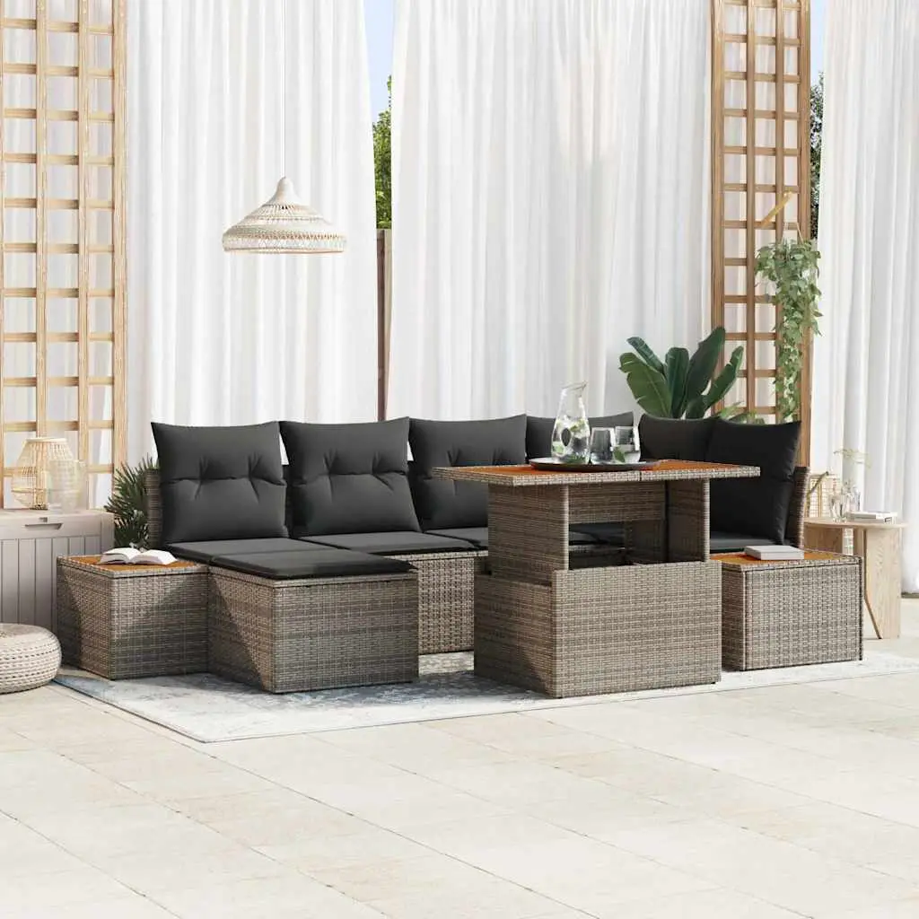 Ensemble de salle à manger pour jardin 7 pcs Gris et marron vidaXL 3350086