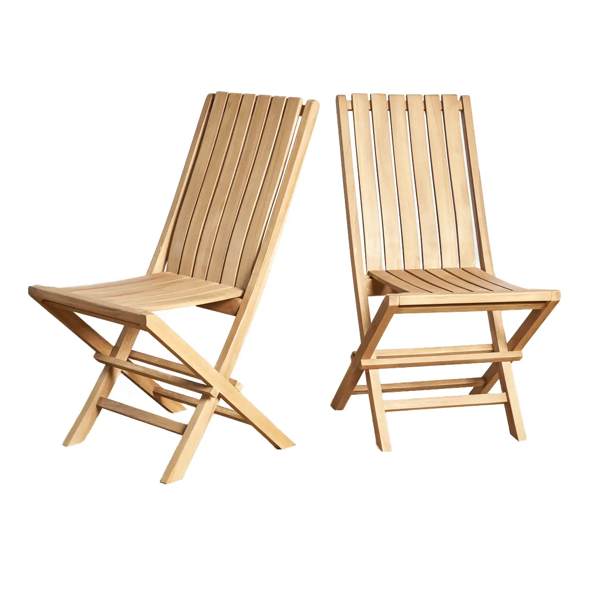 Ensemble de 2 chaises pliantes en teck Helza