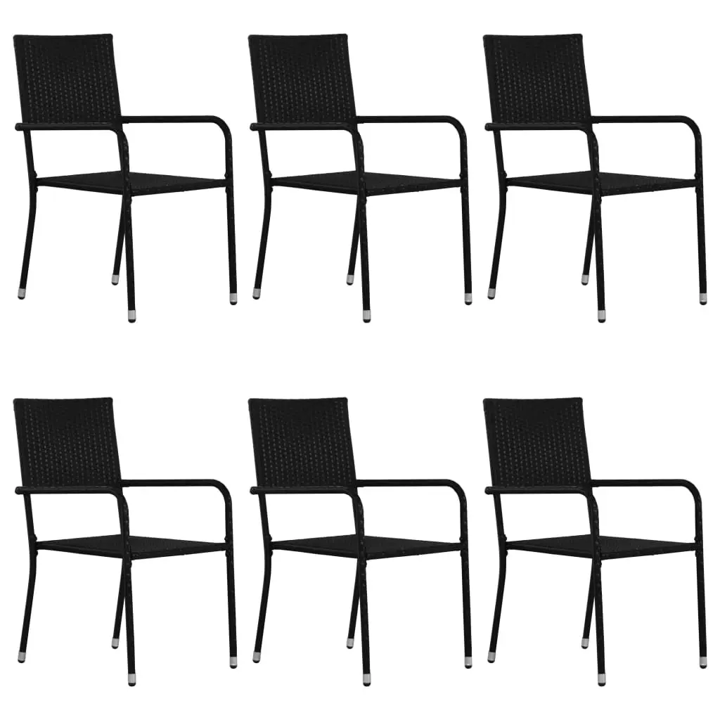 Ensemble de 7 pcs table de jardin avec chaises – mobilier de jardin Résine tressée Noir-JU2488