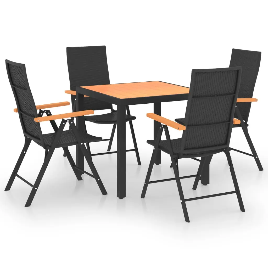 Ensemble de 5 pcs table de jardin avec chaises – mobilier de jardin noir et marron-JU2923