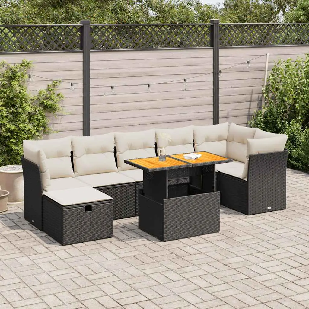 Ensemble d’extérieur 8 pcs Résine Tressée avec Rangement Intégré pour Patio Noir – ComfortXL Outdoor Living