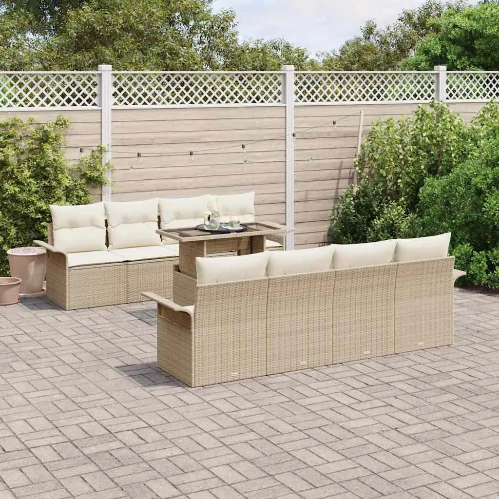 Ensemble canapé de jardin 9 pcs 8 places polyrotin Beige modulable – ComfortXL Outdoor Living