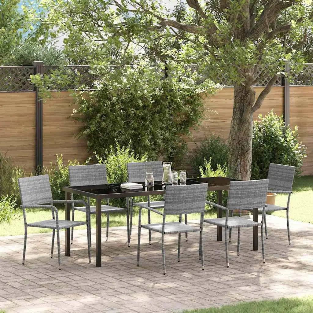 Ensemble de salle à manger pour jardin 7 pcs Gris polyrotin vidaXL 3380048