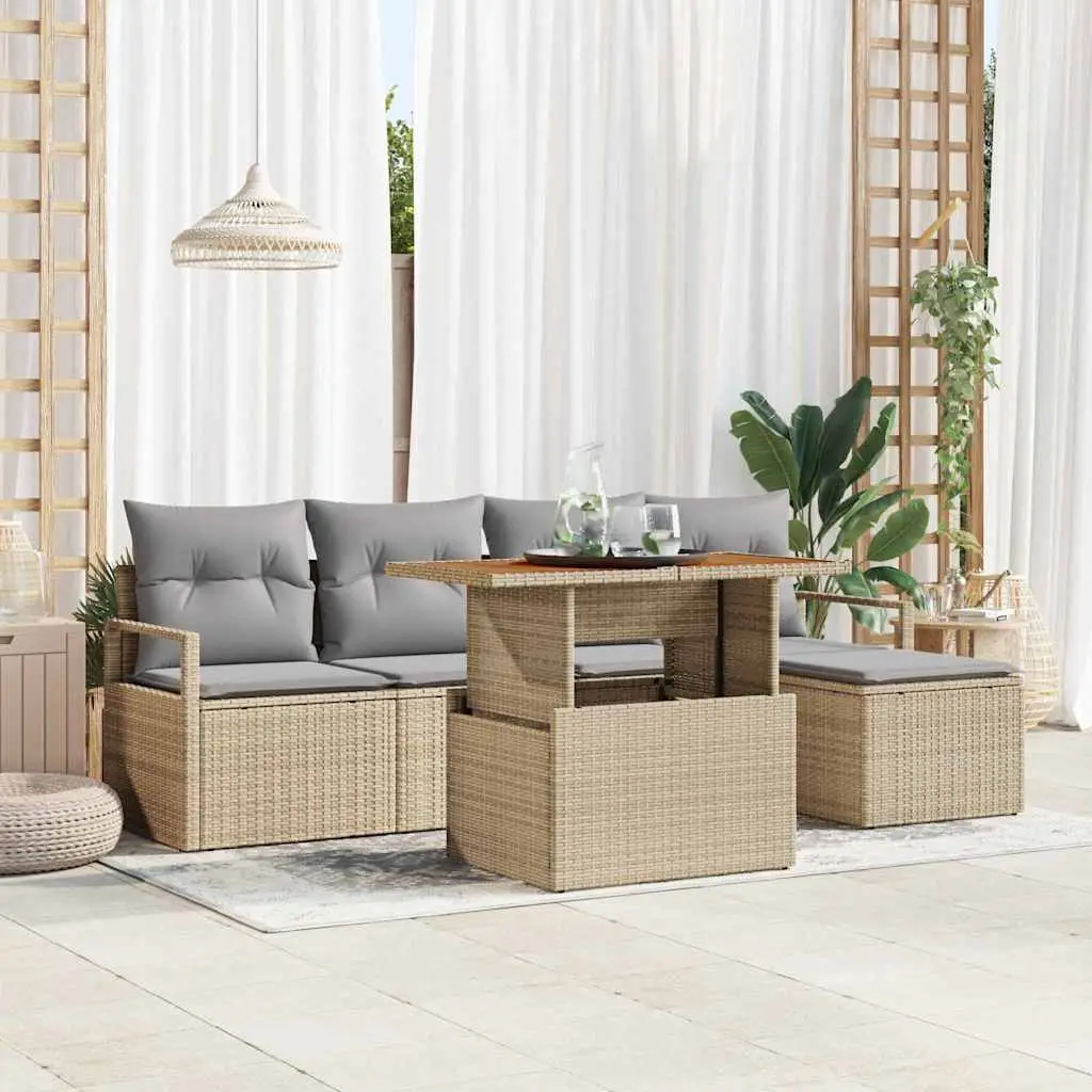 Ensemble de salle à manger pour jardin 6 pcs Beige et gris vidaXL 3349699 beige et gris