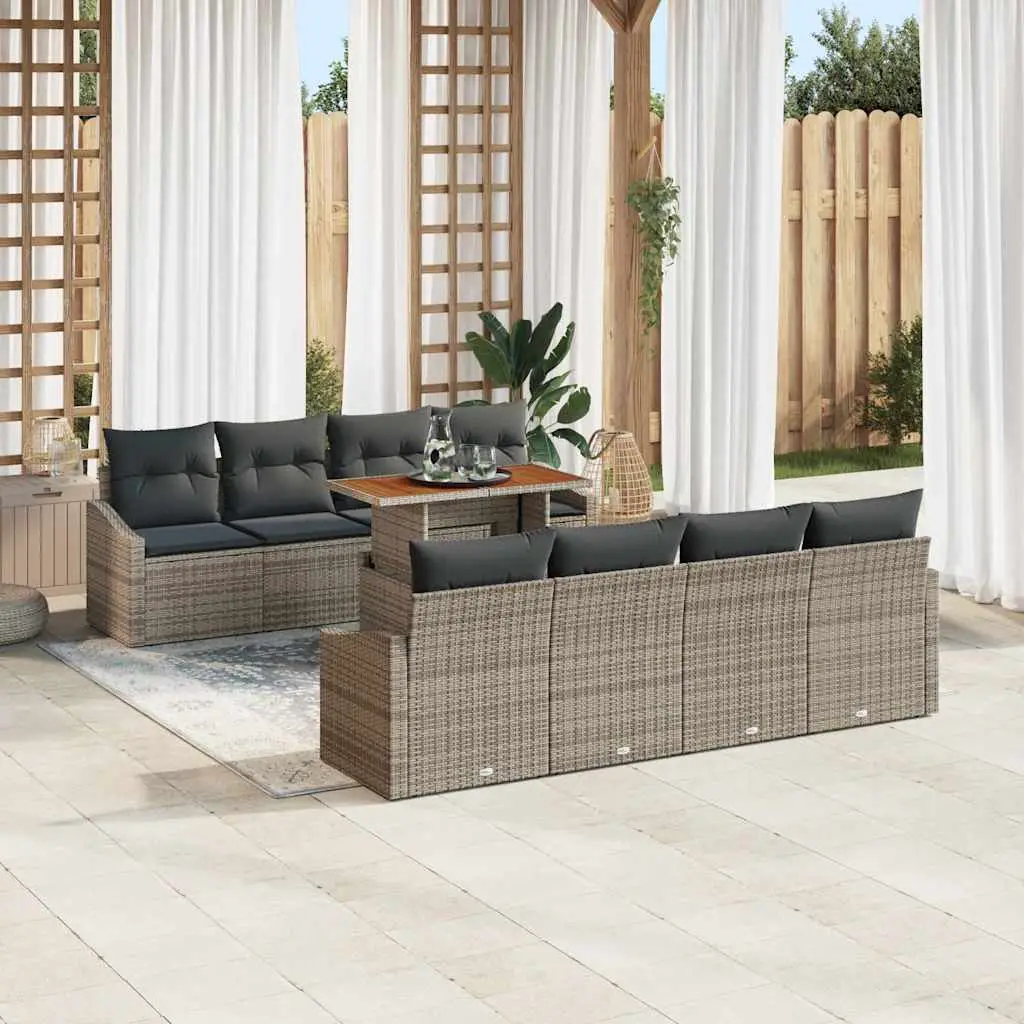 Ensemble canapé extérieur 9 pièces en résine tressée avec coffres de rangement Gris – ComfortXL Outdoor Living