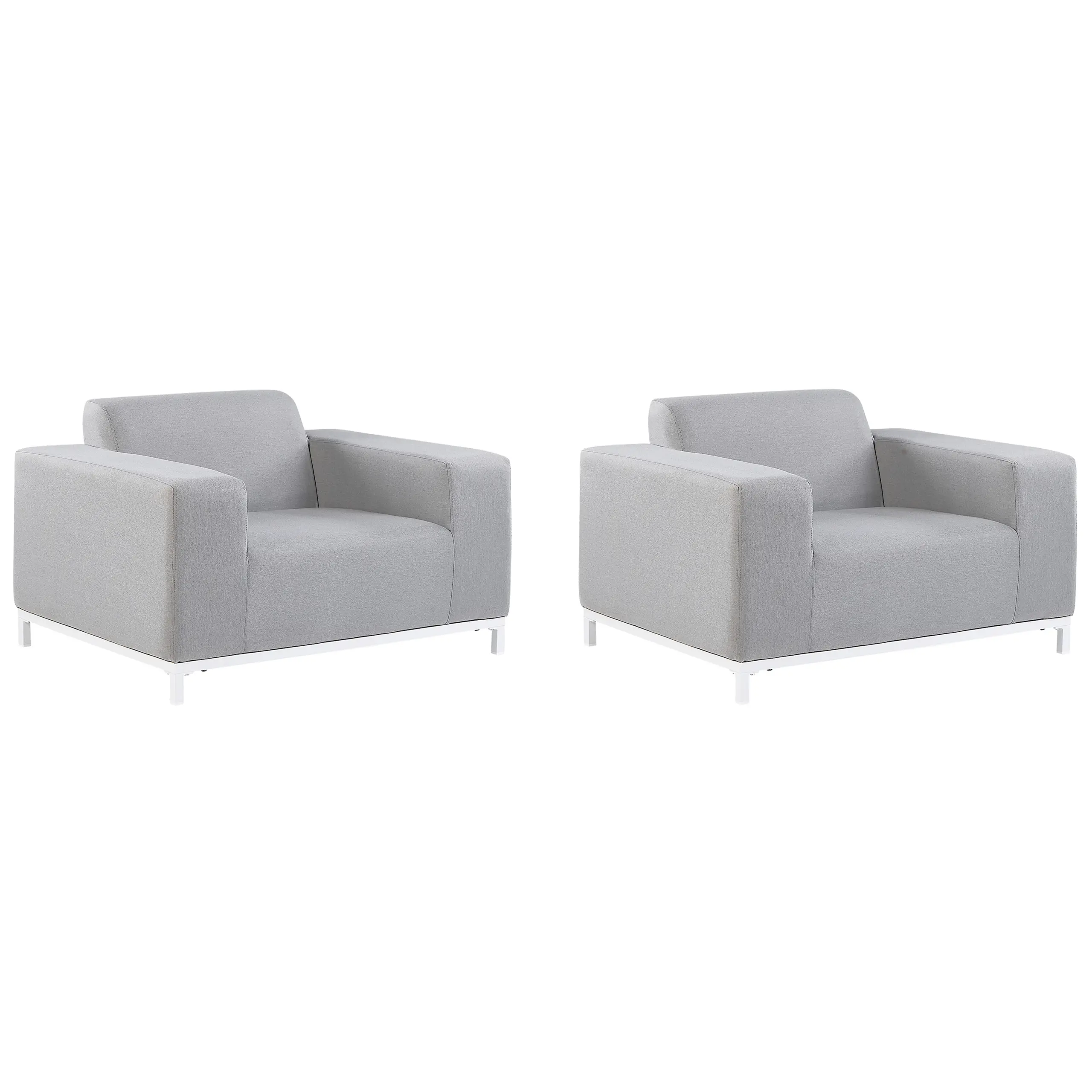 Ensemble de 2 fauteuils de jardin – Chaises de jardin ROVIGO Tissu Gris clair