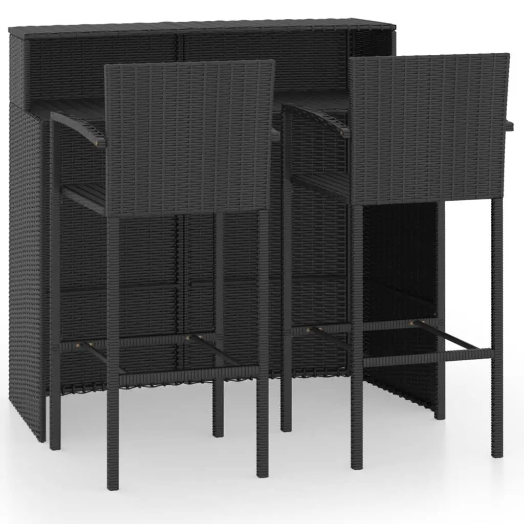 Ensemble de bar de jardin 3 pièces 120 x 55 x 110 cm noir