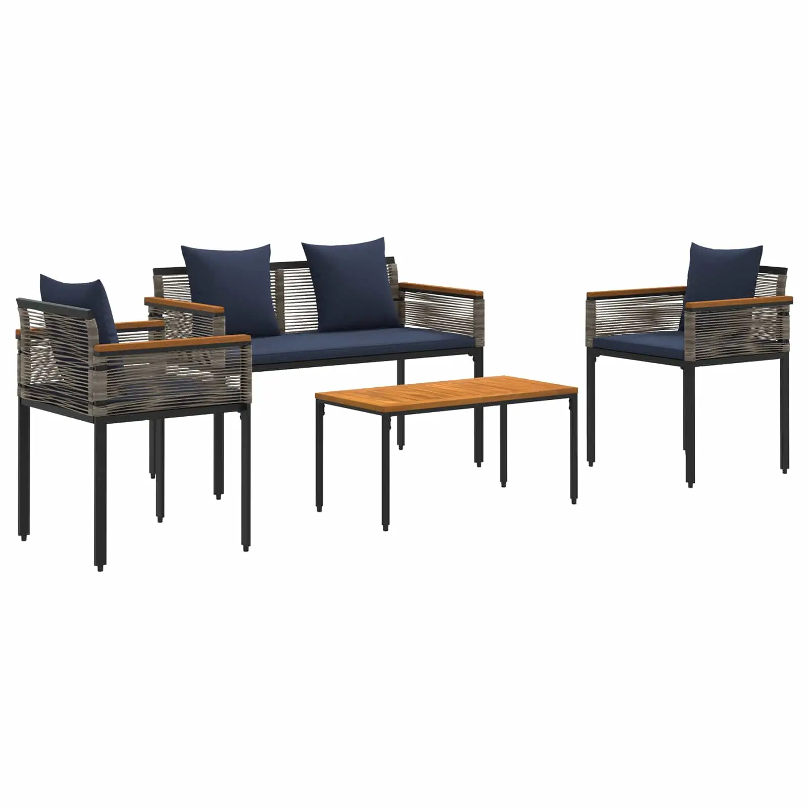 Ensemble de meubles d’extérieur 4 pcs | Mobilier d’extérieur Gris et bleu marine Maison Chic
