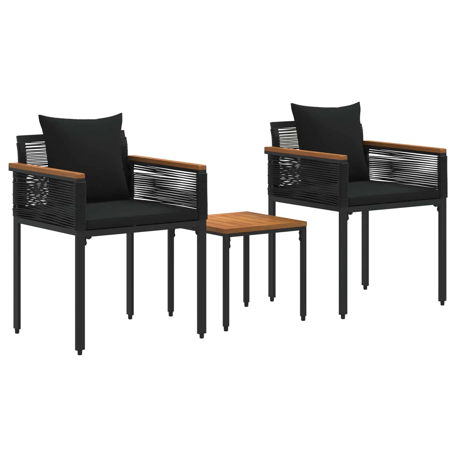 Ensemble de meubles d’extérieur 3 pcs | Mobilier d’extérieur Noir Rotin PE Maison Chic