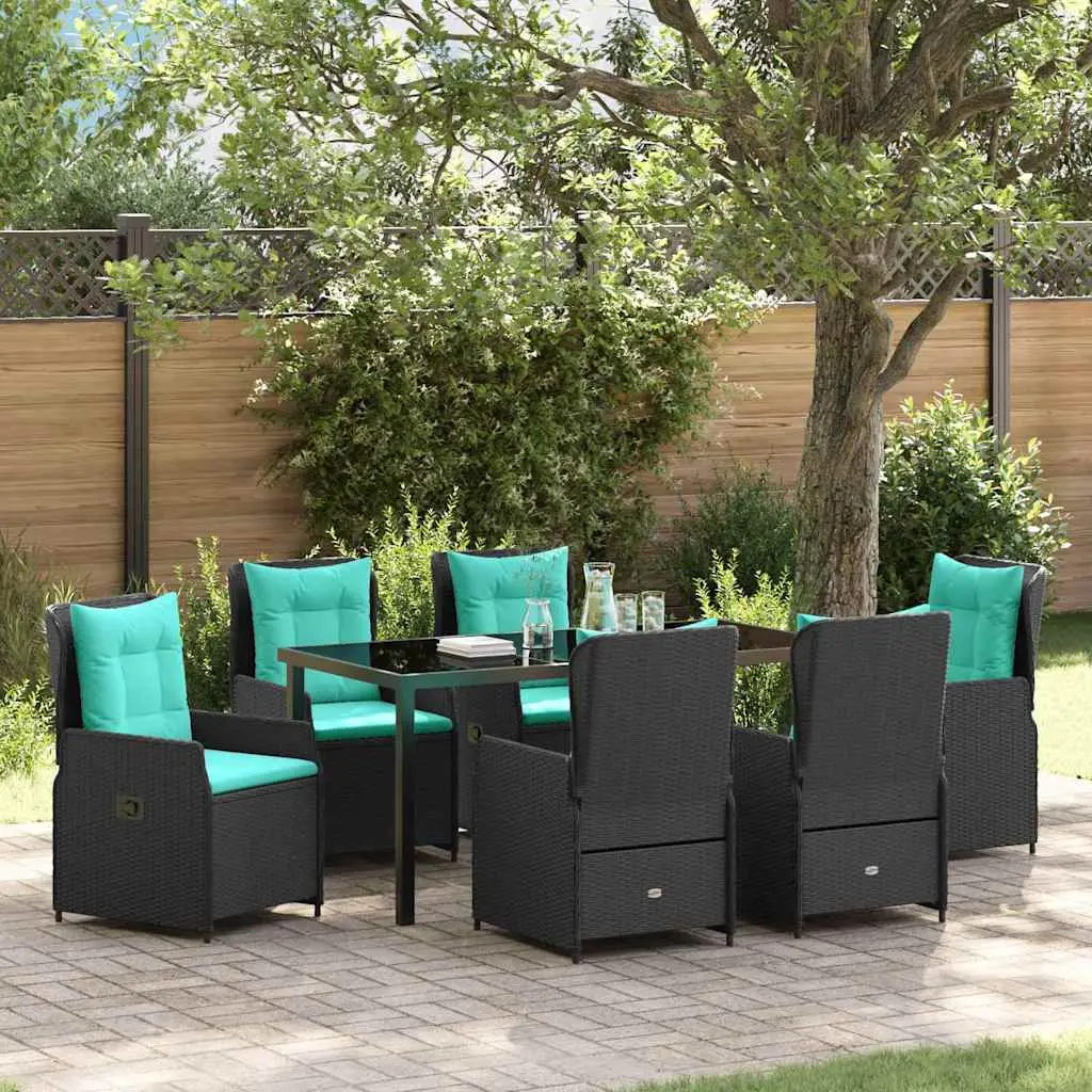 Ensemble de salle à manger pour jardin 7 pcs Noir Poly rotin vidaXL 3381041