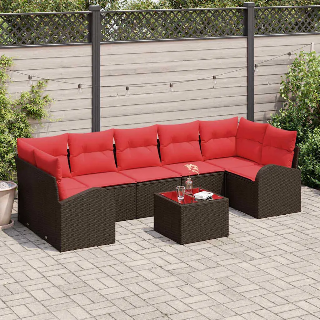Ensemble de canapé de jardin Marron et rouge 55 x 55 x 37 cm vidaXL 3345964