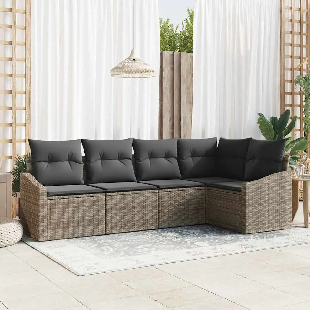 Ensemble de Canapés avec coussin 5 pcs Gris polyrotin vidaXL 3346719
