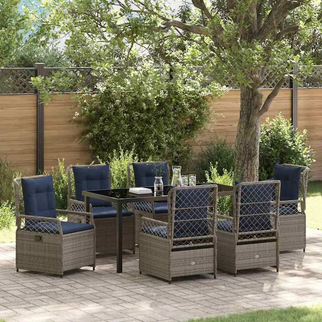 Ensemble de salle à manger pour jardin 7 pcs Gris polyrotin vidaXL 3381055