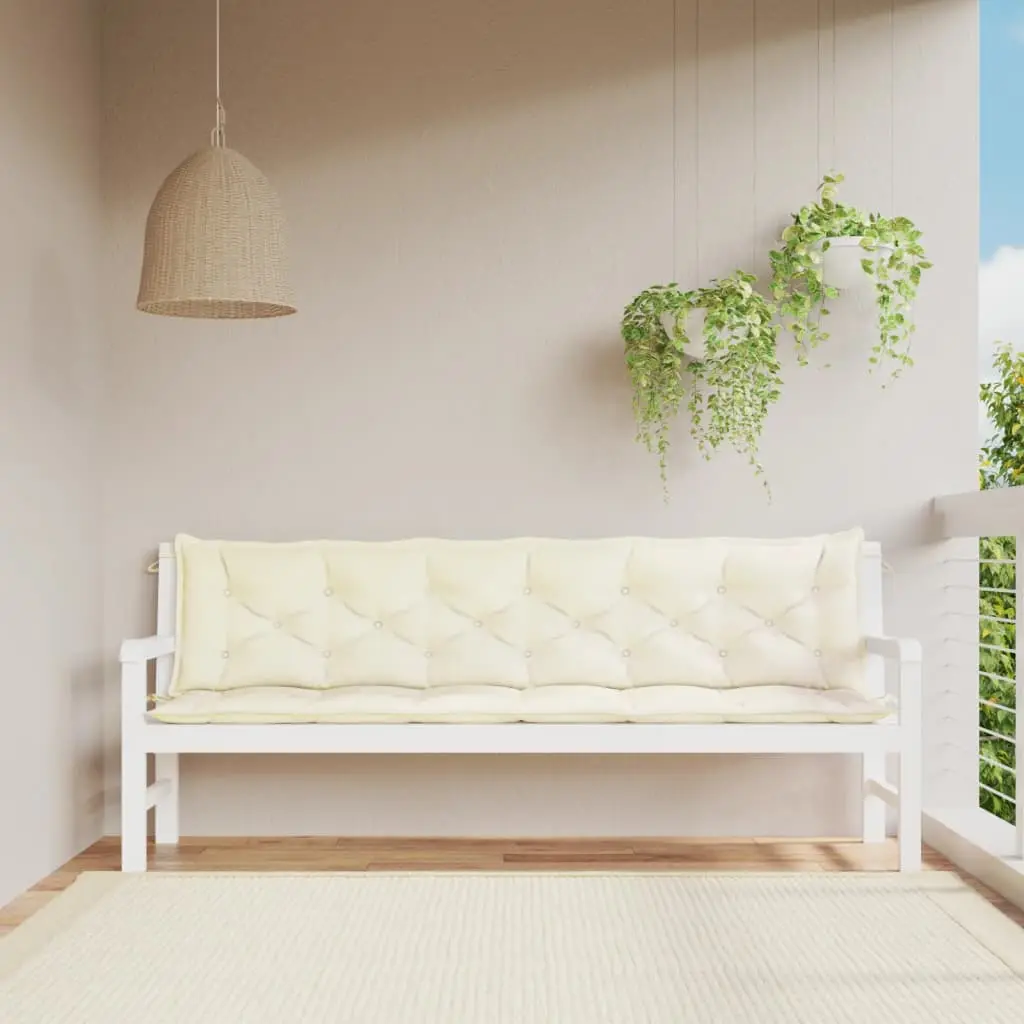 Ensemble Coussins pour Banc Tissu Oxford Imperméable Mobilier de Jardin Blanc Crème 200x50cm – ComfortXL Outdoor Living