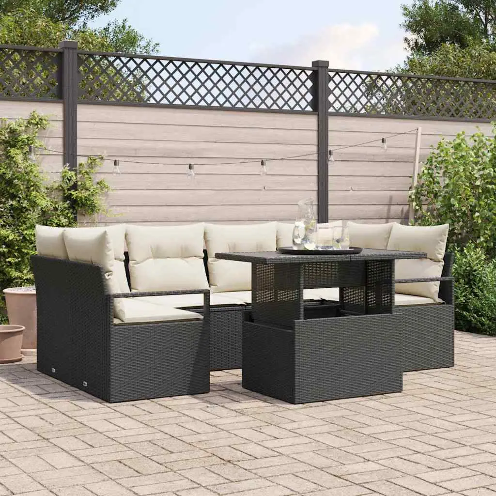 Ensemble de canapé de jardin avec stockage 7 pcs Noir polyrotin vidaXL 3348753