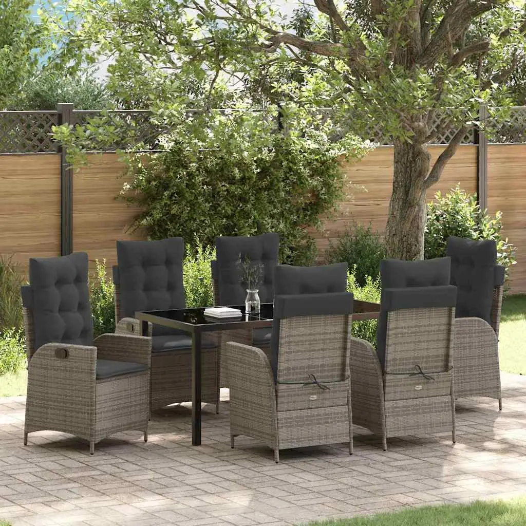 Ensemble de salle à manger pour jardin 7 pcs Gris polyrotin vidaXL 3380502