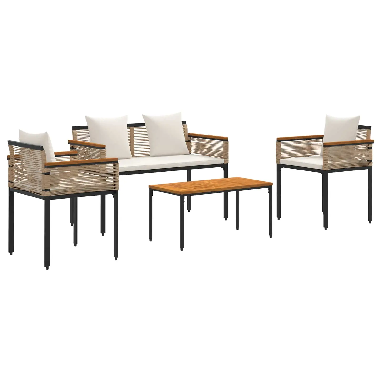 Ensemble de meubles d’extérieur 4 pcs | Mobilier d’extérieur Beige et blanc crème Maison Chic