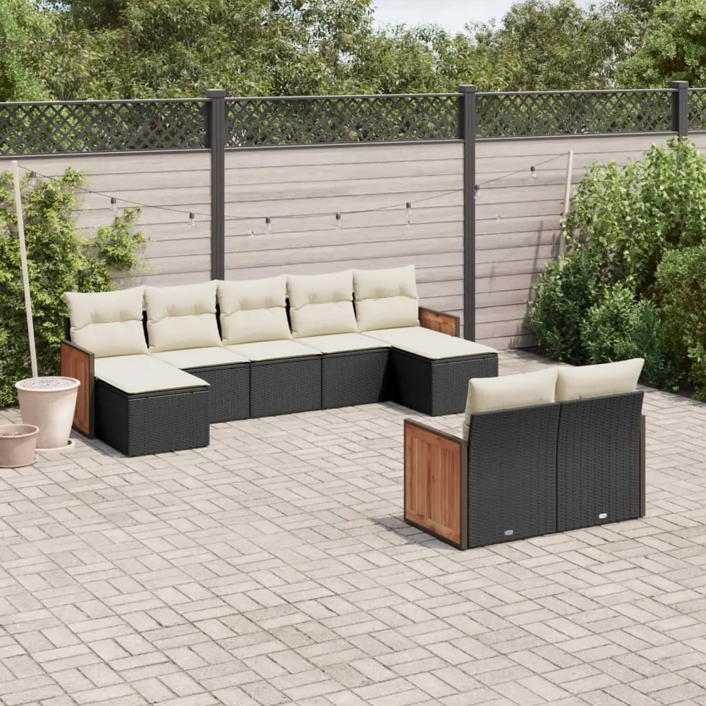 Ensemble canapé de jardin 9 places Résine tressée Modulaire pour Terrasse Noir – ComfortXL Outdoor Living