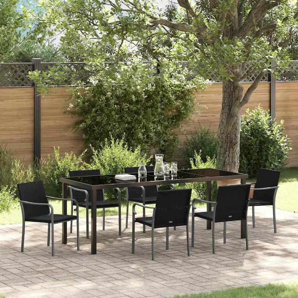 Ensemble de salle à manger pour jardin 7 pcs Noir et gris vidaXL 3379056