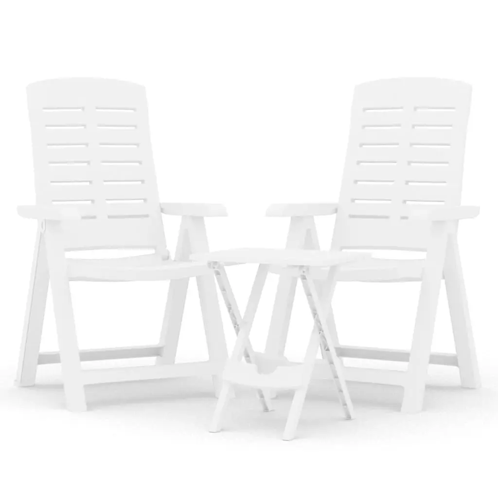 Ensemble de 3 pcs table de jardin avec chaises – mobilier de jardin Blanc Polypropylène