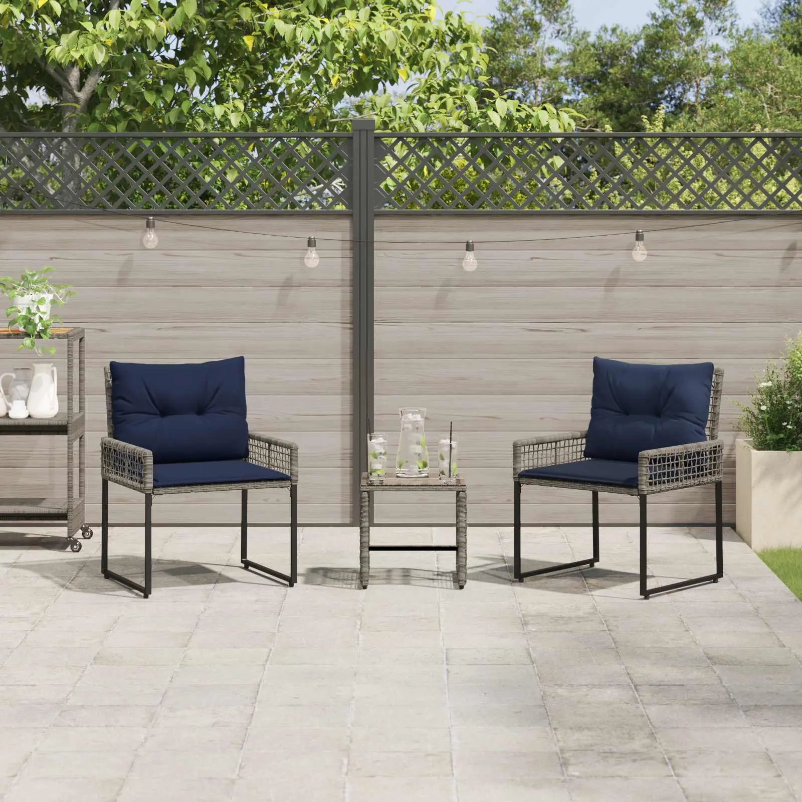 Ensemble de meubles d’extérieur 3 pcs Gris et marine vidaXL 42025176