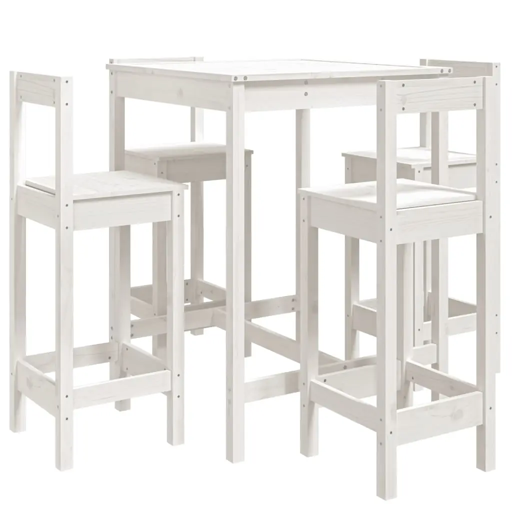 Ensemble de 5 pcs bar de jardin – Mobilier d’extérieur – Mobilier de jardin blanc bois massif de pin ny565