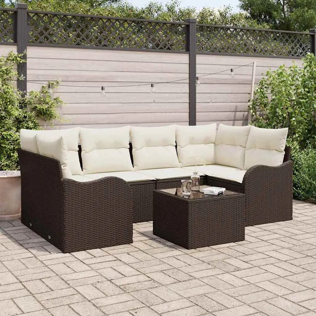 Ensemble de canapé de jardin Marron 55 x 55 x 37 cm polyrotin vidaXL 3345598