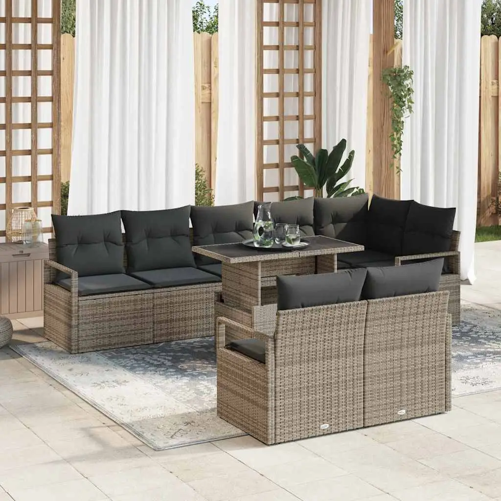 Ensemble de canapé de jardin avec coussin 9 pcs Gris polyrotin vidaXL 3348845