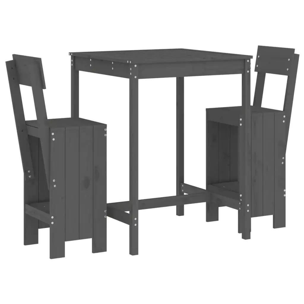 Ensemble de 3 pcs bar de jardin – Mobilier d’extérieur – Mobilier de jardin gris bois de pin massif-JU2172