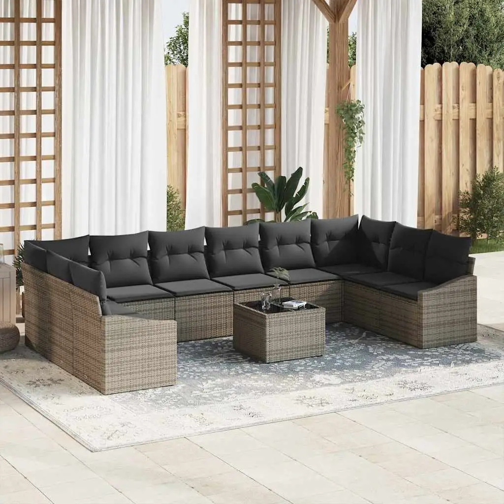 Ensemble de Canapés avec coussin 11 pcs Gris polyrotin vidaXL 3346909