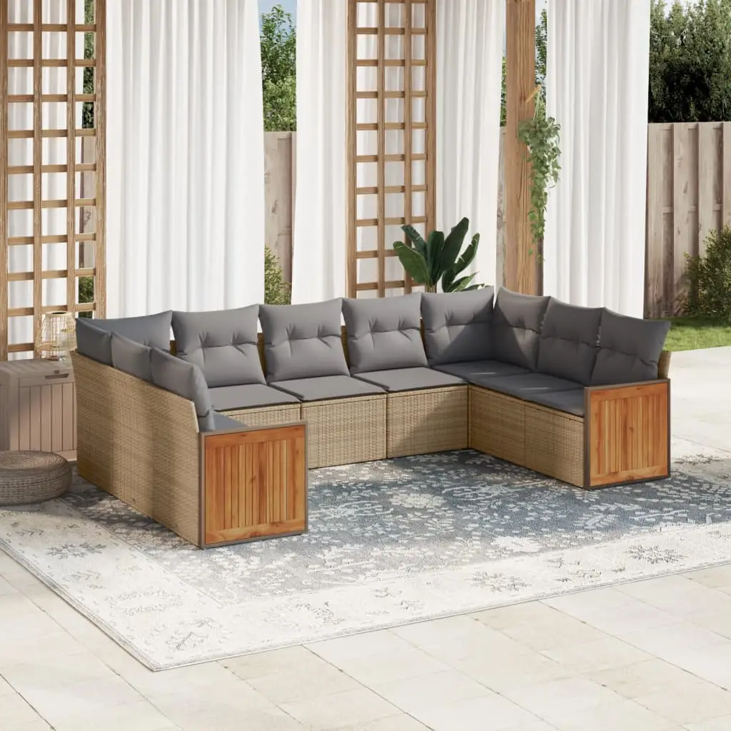 Ensemble canapés de jardin 9 pcs résine tressée modulable pour balcon Beige – ComfortXL Outdoor Living