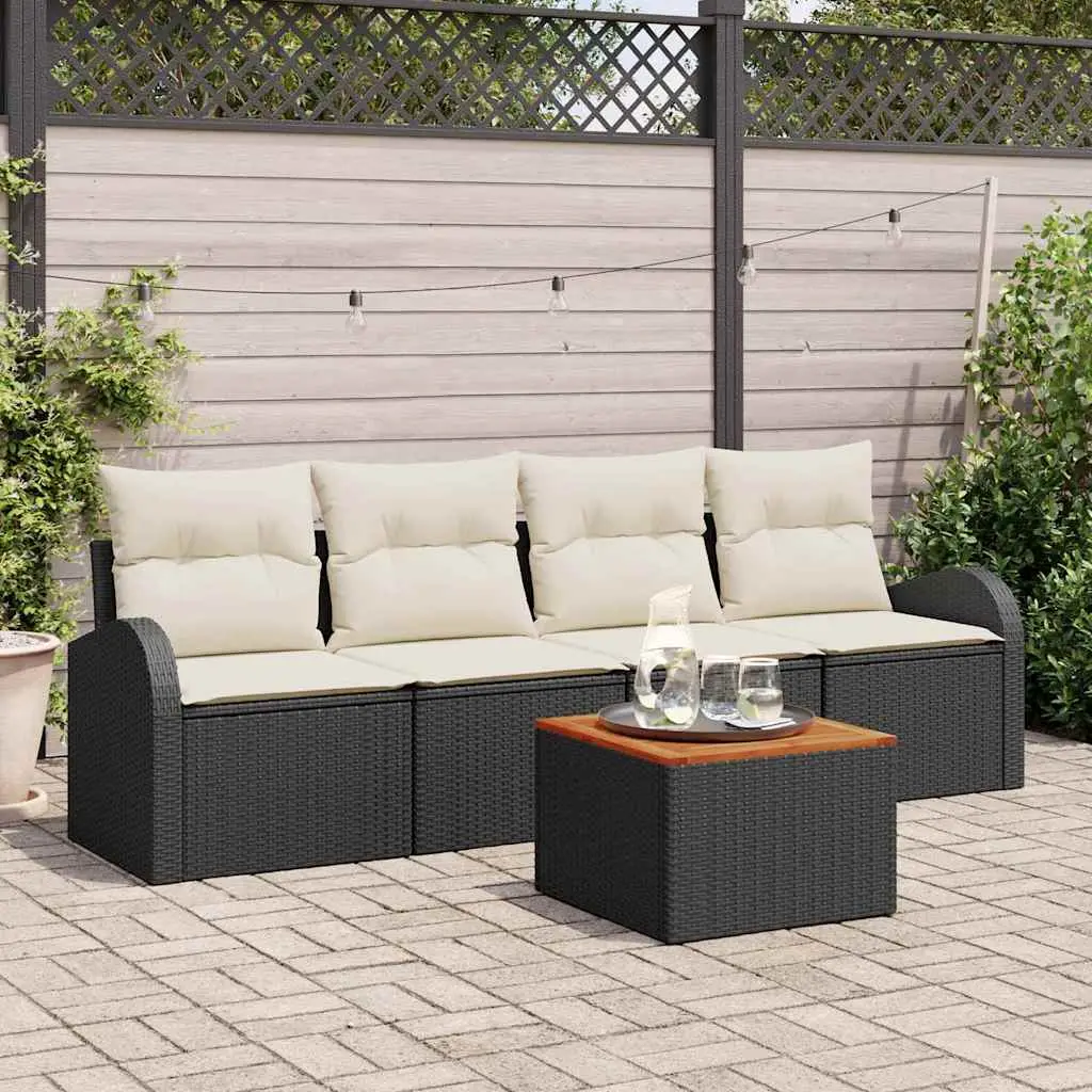 Ensemble Canapé Noir 4 Personnes – Rangement Coussins, Résine Tressée & Acier – ComfortXL Outdoor Living