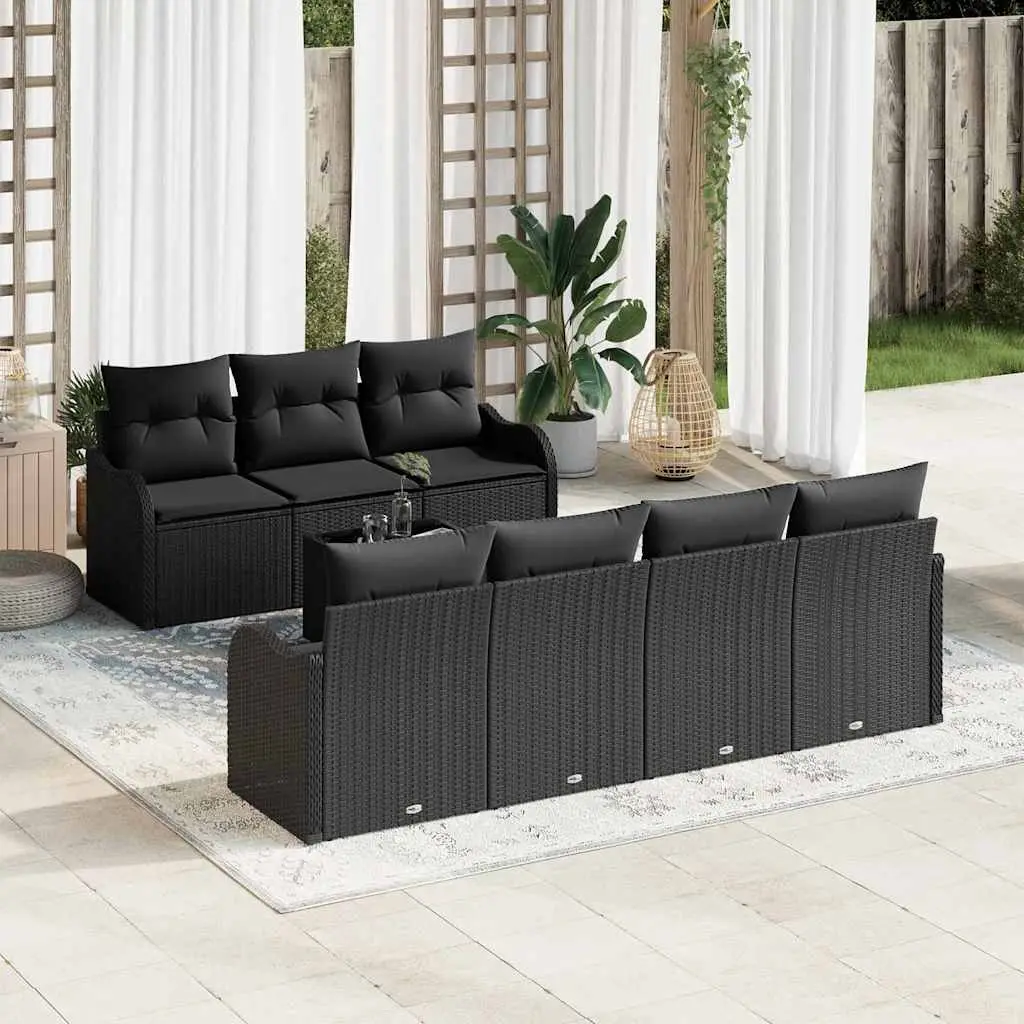 Ensemble de canapé de jardin Noir 55 x 55 x 37 cm polyrotin vidaXL 3345613