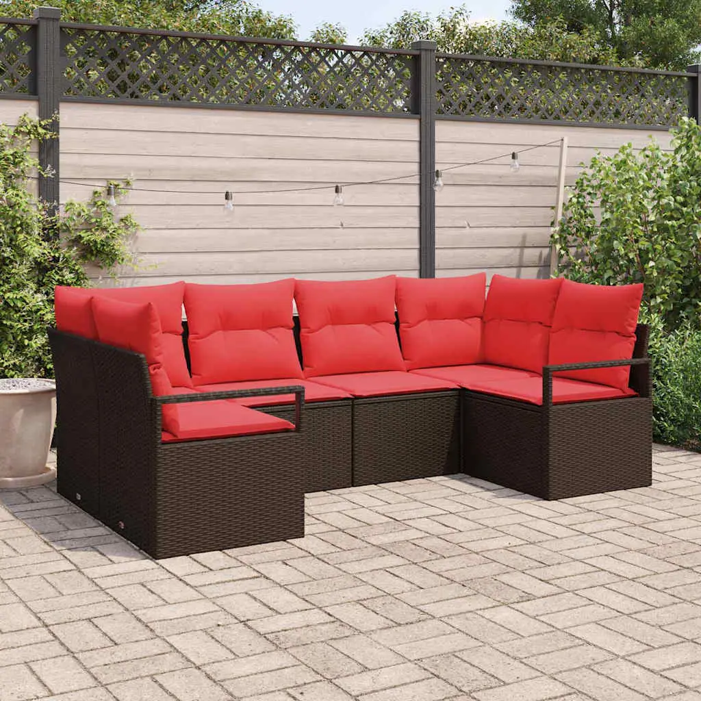 Ensemble de Canapés avec coussin 6 pcs Marron Poly Rattan vidaXL 3346524