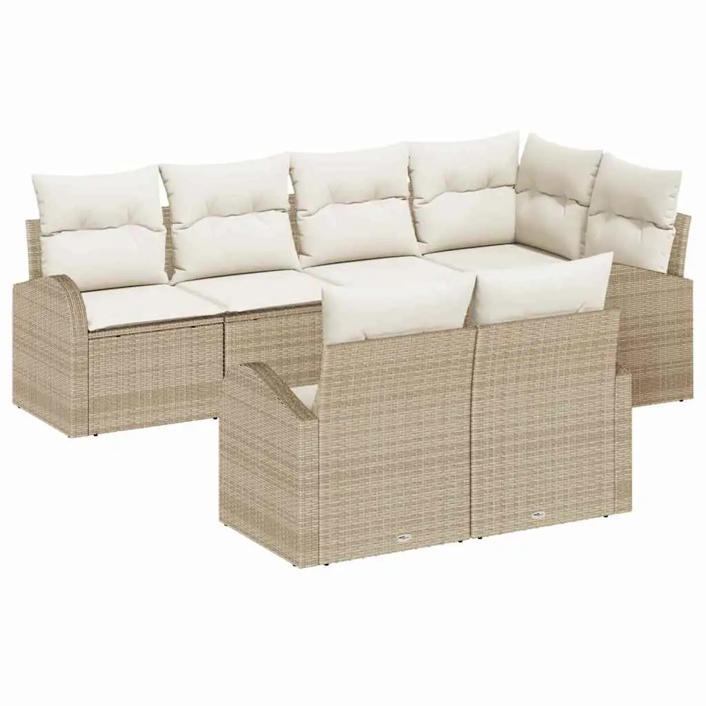 Ensemble canapé extérieur 7 pcs en Poly rotin confortable Beige et Blanc – ComfortXL Outdoor Living