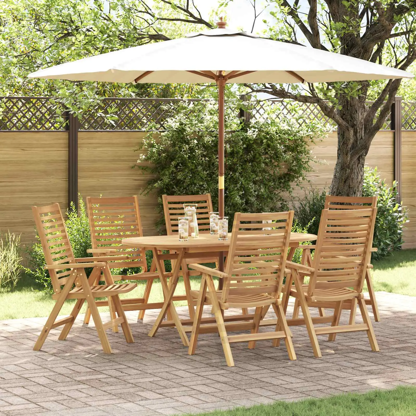 Ensemble de salle à manger pour jardin 7 pcs Marron vidaXL 3356879
