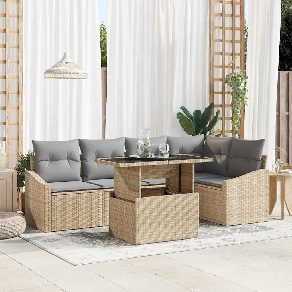Ensemble de canapé de jardin Réglable 6 pcs Beige et Gris clair vidaXL 3357743