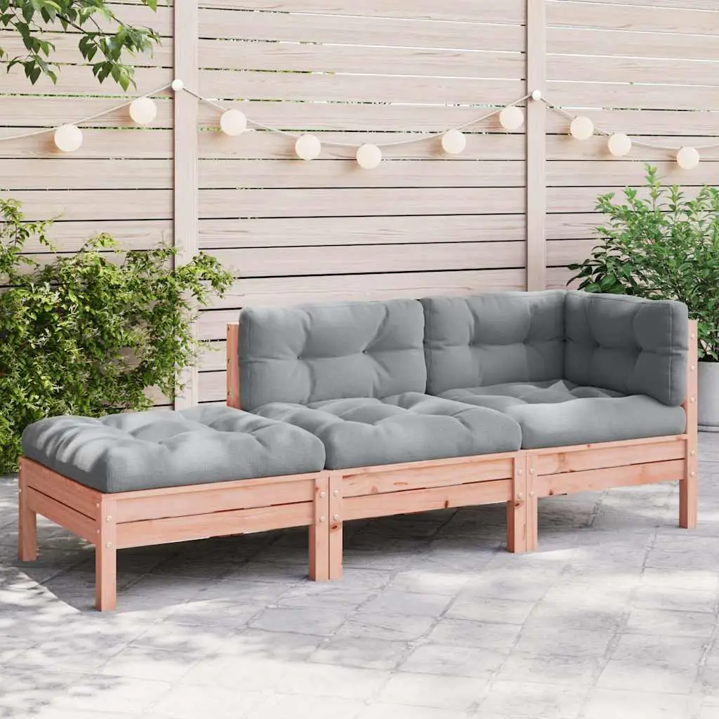 Ensemble d’Extérieur 3 Places en Douglas Massif Durable avec Coussins Confortables pour Jardin et Patio Moderne Gris – ComfortXL Outdoor Living