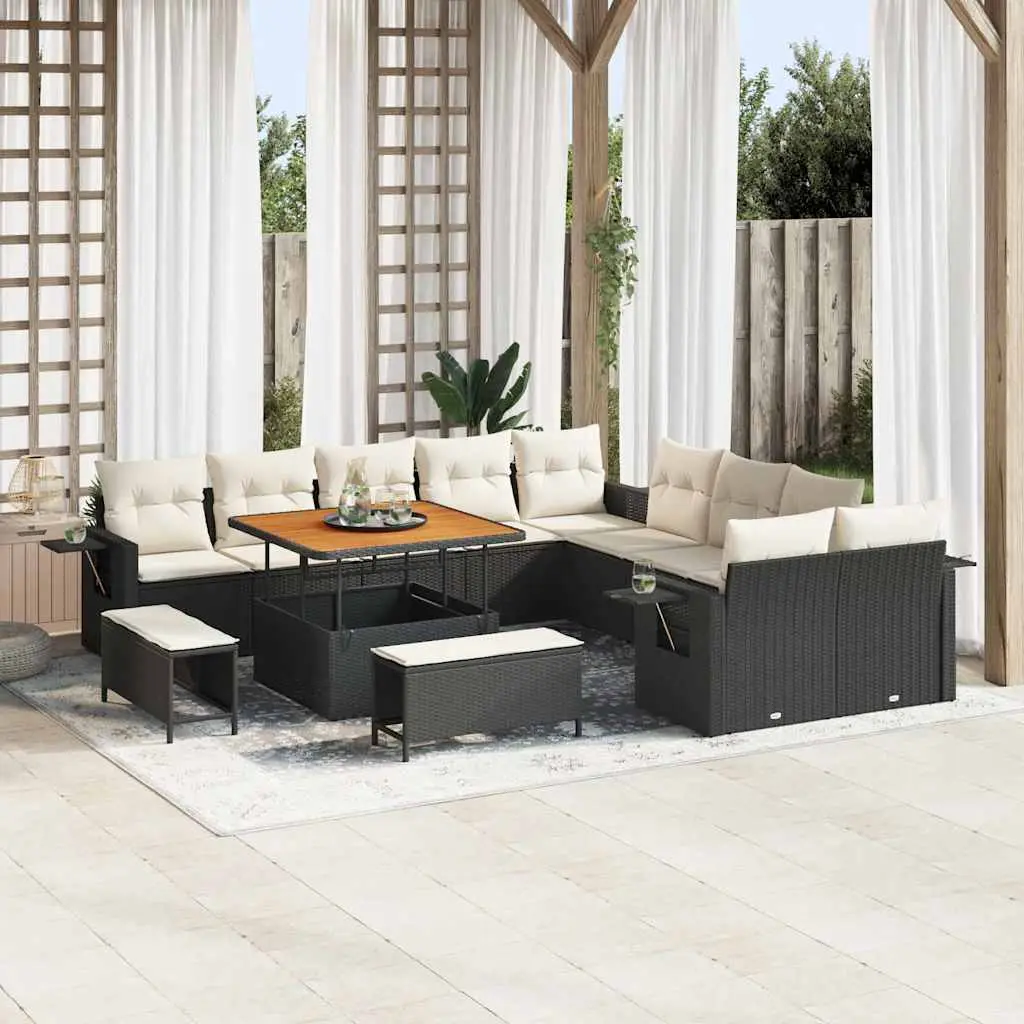 Ensemble canapé de jardin avec coffre de rangement 13 pcs Noir – ComfortXL Outdoor Living